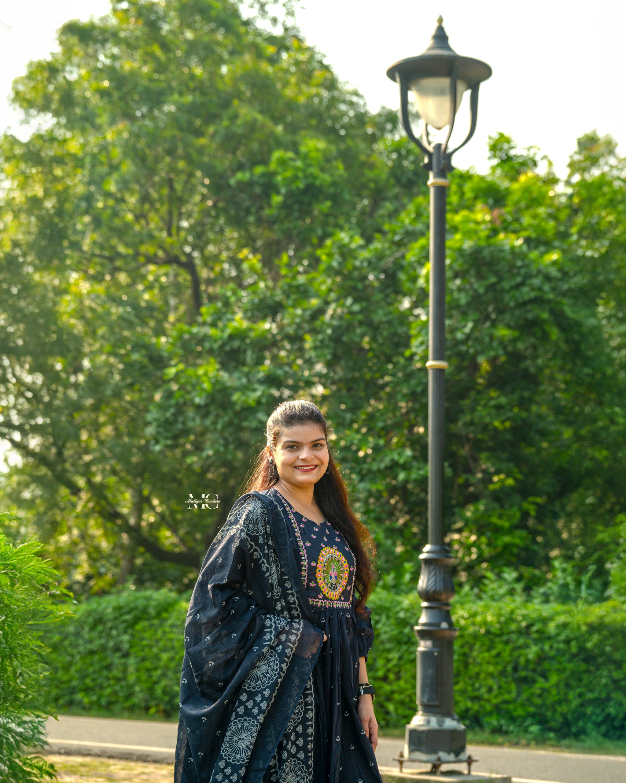 Majestic Embroidered Navy Blue Anarkali Set