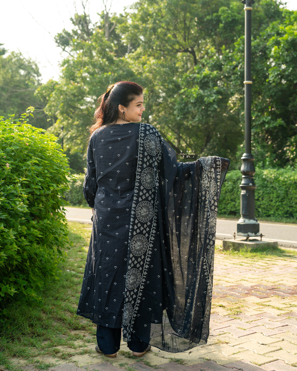 Majestic Embroidered Navy Blue Anarkali Set