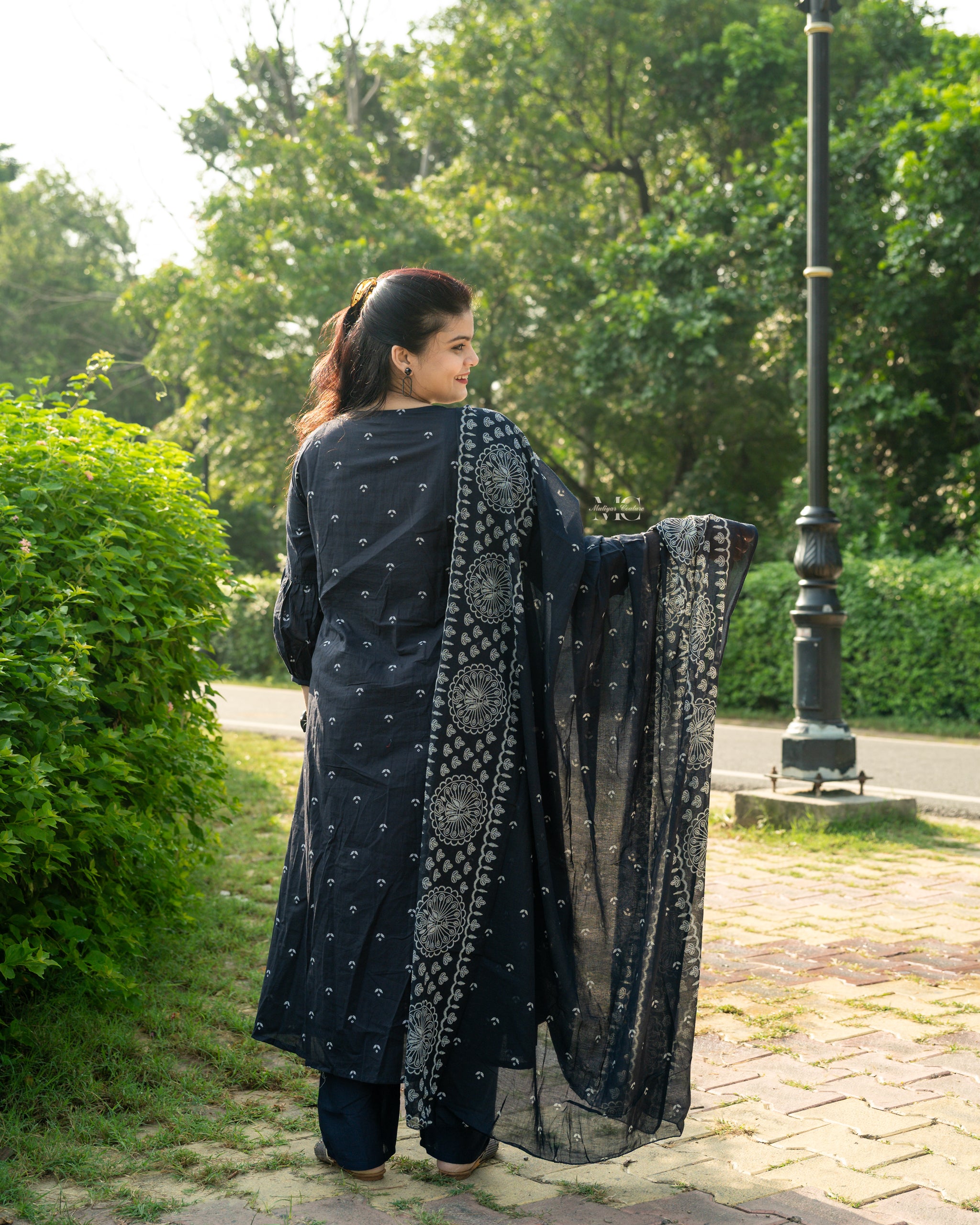 Majestic Embroidered Navy Blue Anarkali Set