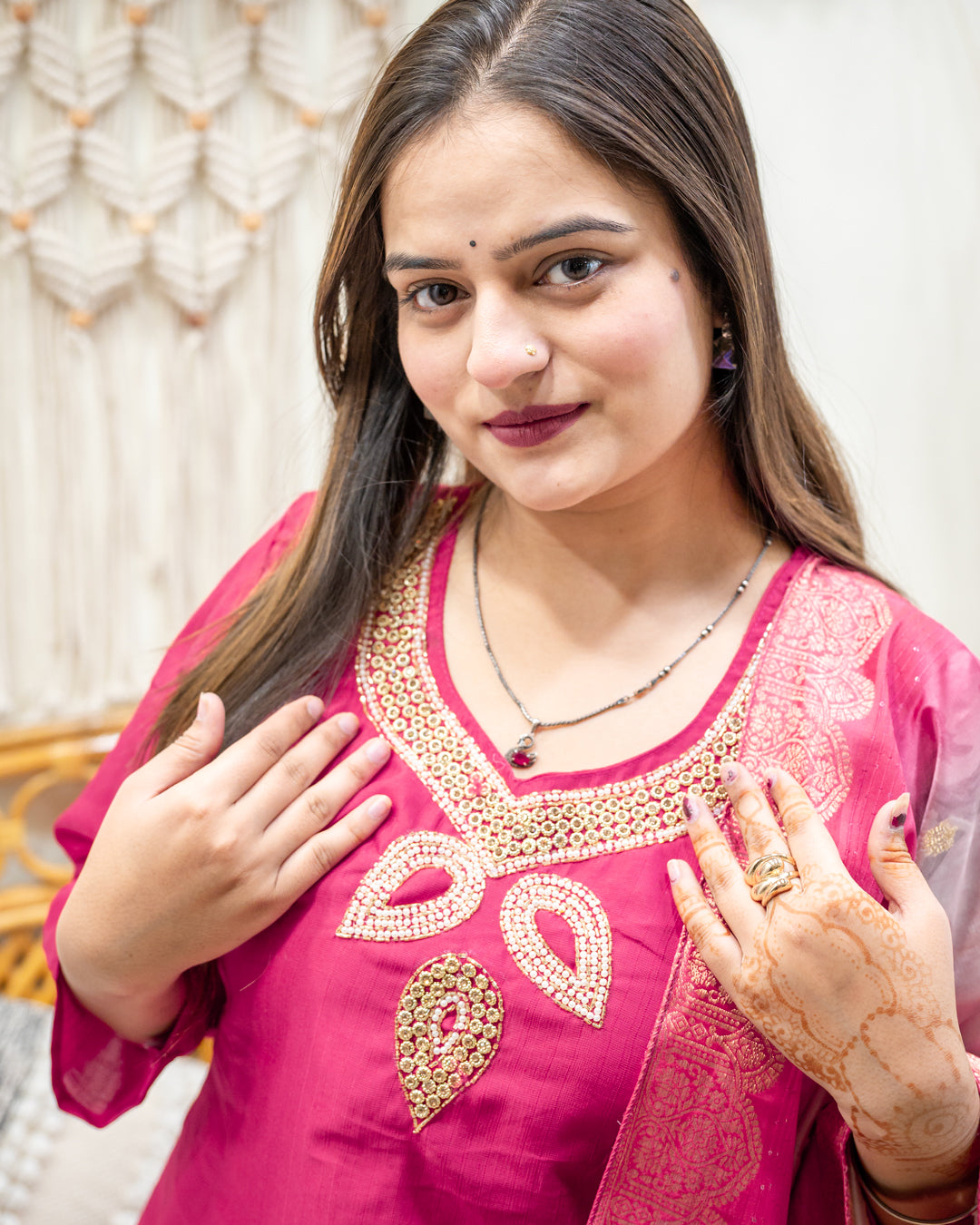 The Gulbahar Pink Kurta & Digitally Printed Dupatta Set