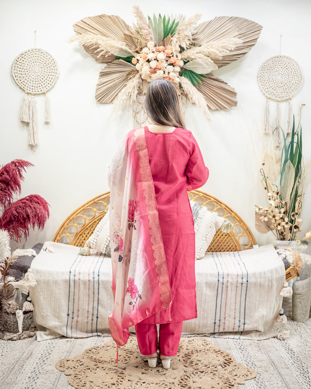 The Gulbahar Pink Kurta & Digitally Printed Dupatta Set