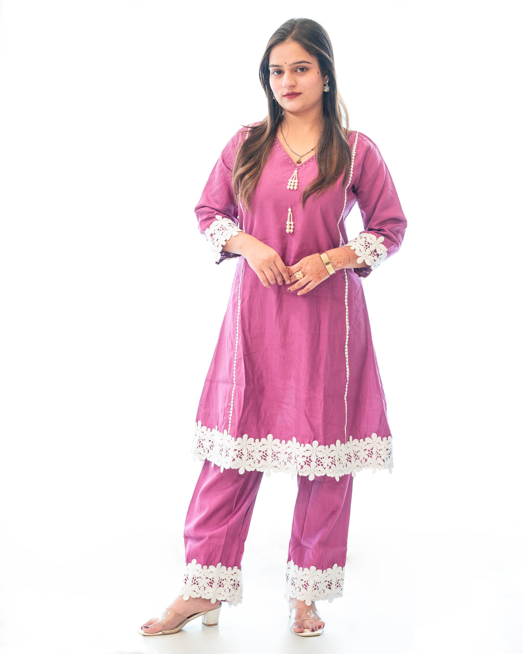 Aarzoo Mauve Lace Cord Set