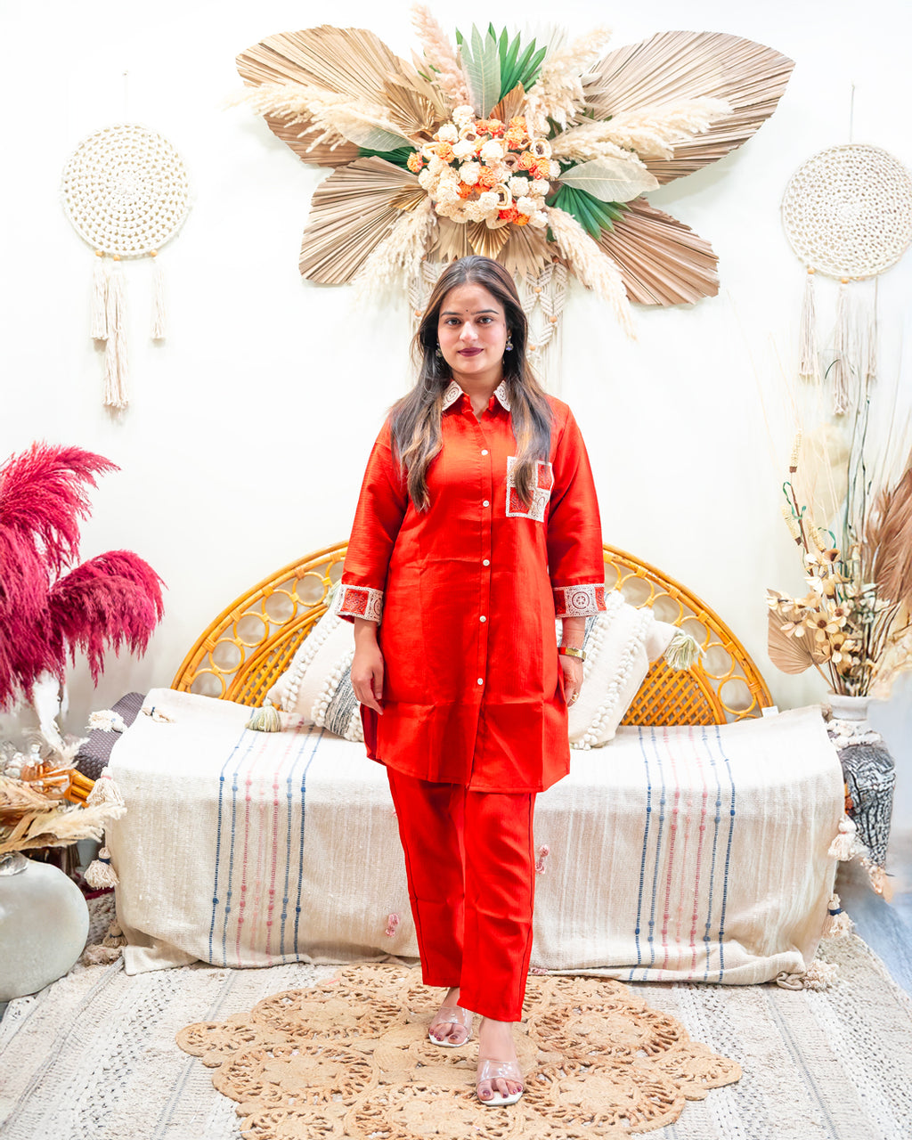 Agnish Embroidered Collar Kurta Pant Set