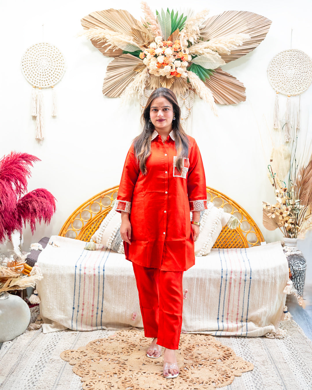 Agnish Embroidered Collar Kurta Pant Set