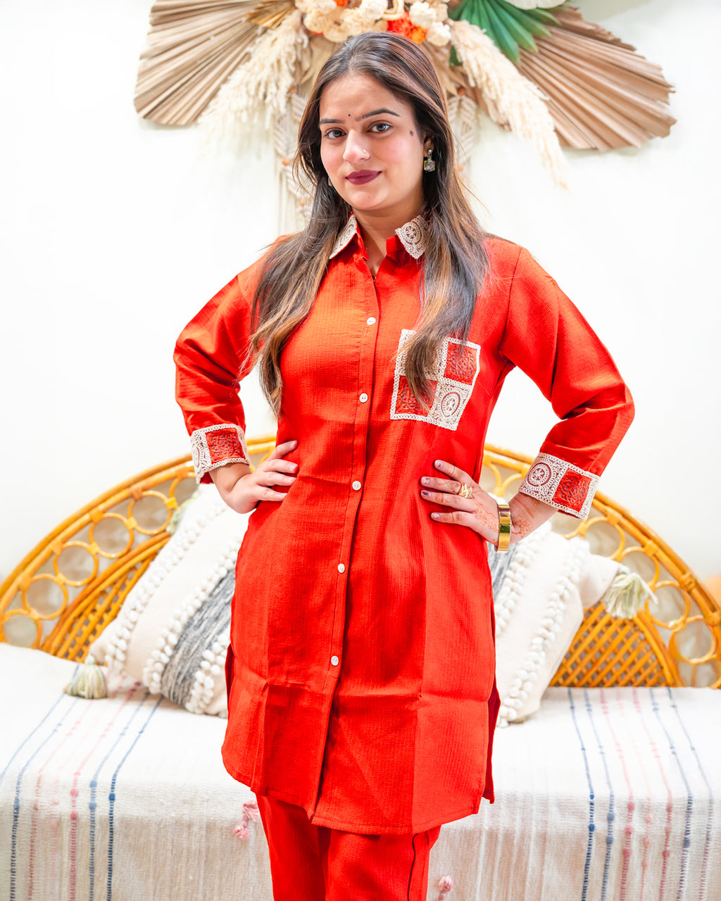 Agnish Embroidered Collar Kurta Pant Set