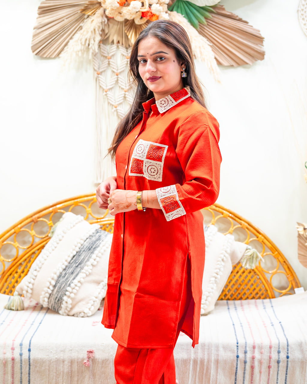 Agnish Embroidered Collar Kurta Pant Set