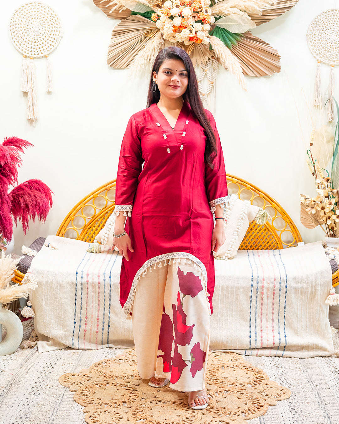 The 'Shakti' Maroon Kurta & Palazzo Outfit