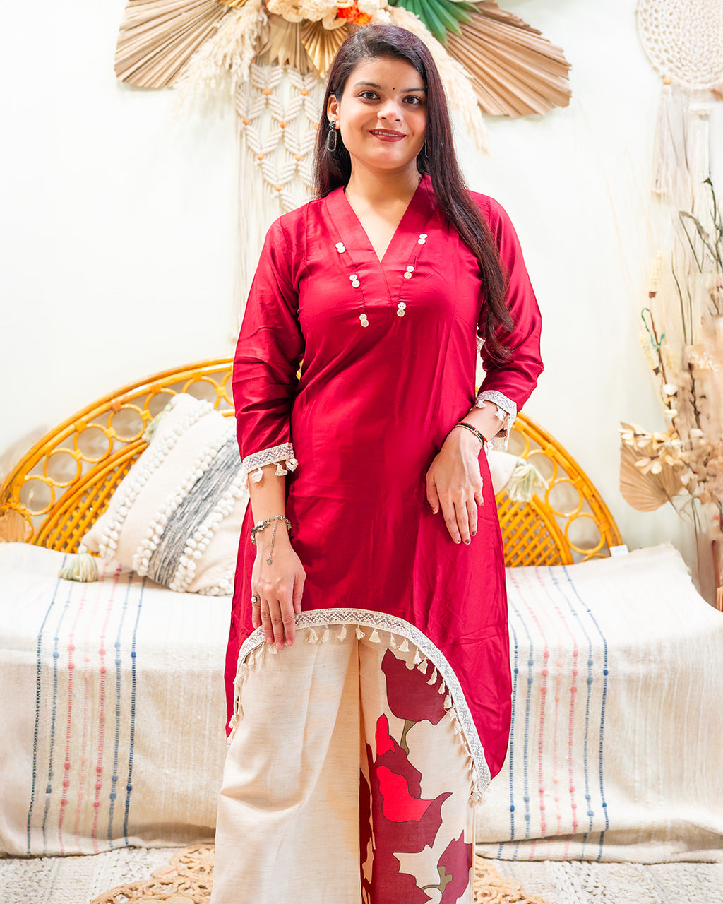 The 'Shakti' Maroon Kurta & Palazzo Outfit
