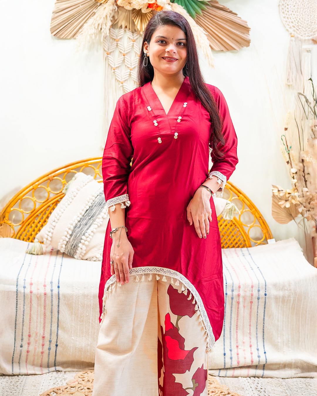 The 'Shakti' Maroon Kurta & Palazzo Outfit