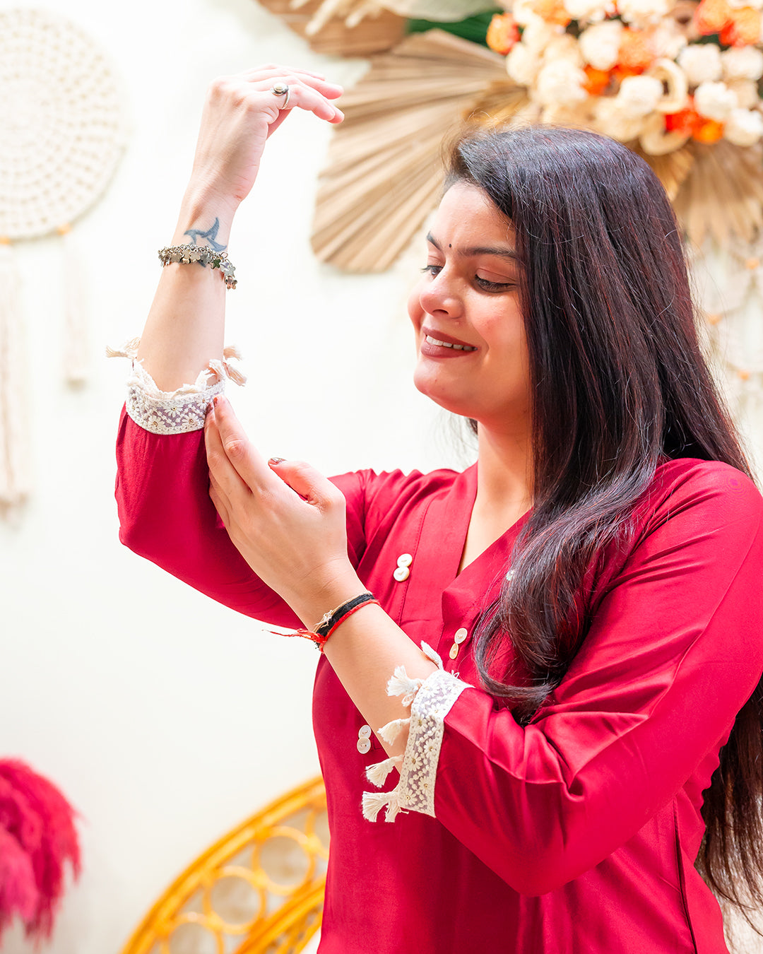 The 'Shakti' Maroon Kurta & Palazzo Outfit