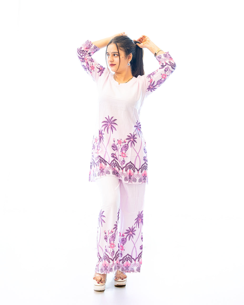 Oasis Purple & White Resort Wear Co-ord Set