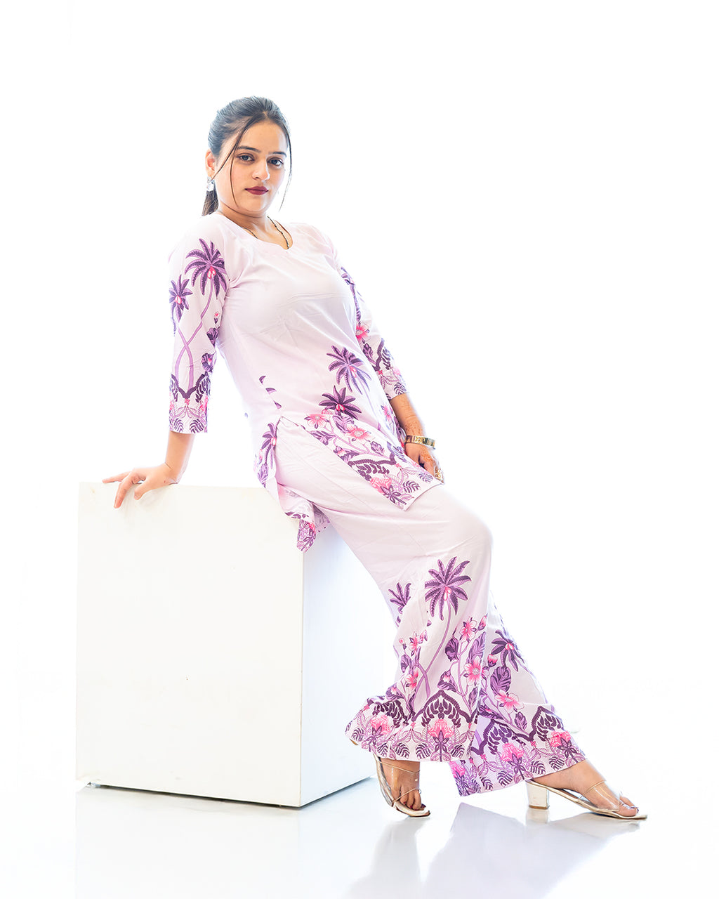 Oasis Purple & White Resort Wear Co-ord Set