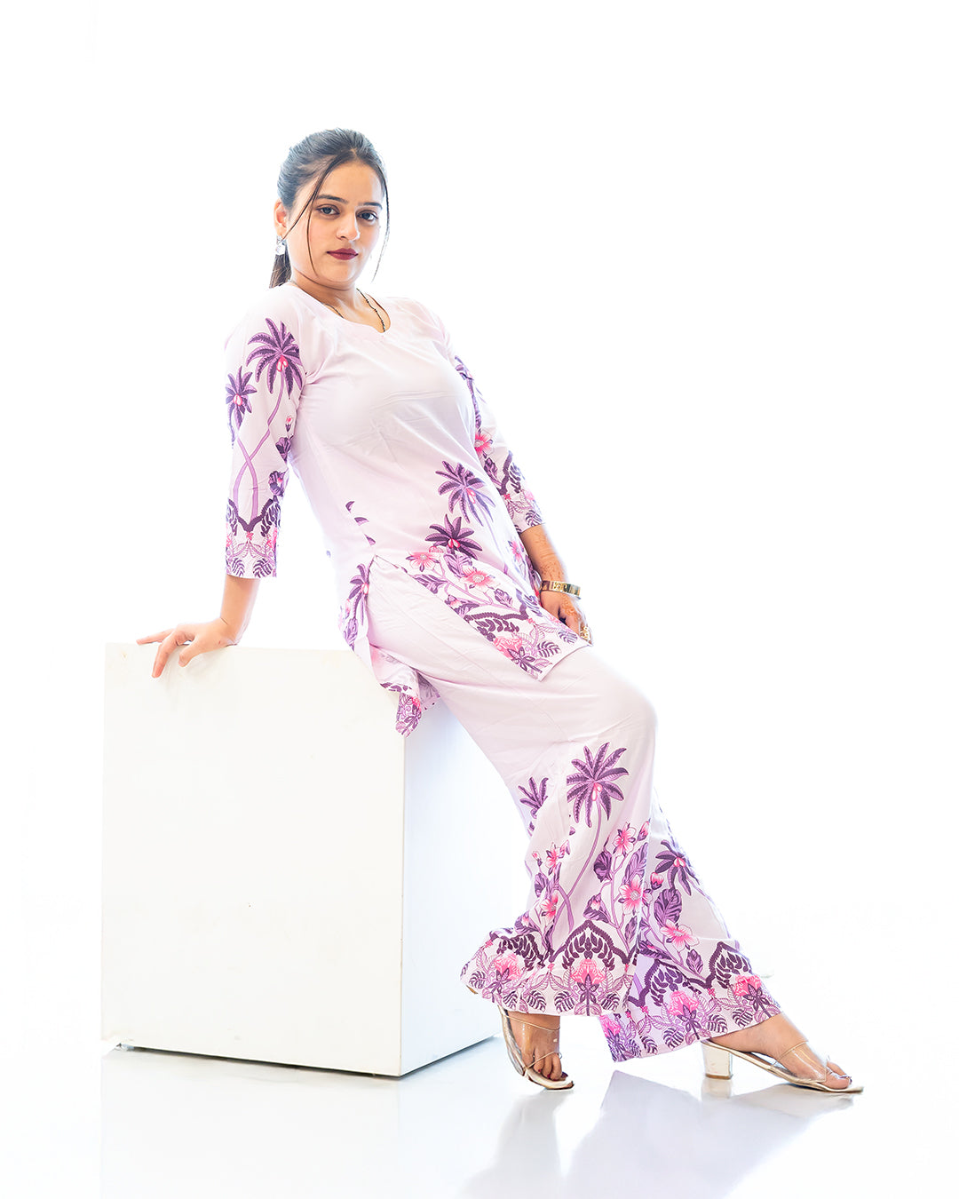 Oasis Purple & White Resort Wear Co-ord Set